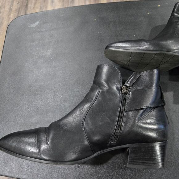 🐢 Aquatalia Fiamma Black Leather Bootie Chelsea Boot size 11 Made in Italy - Picture 6 of 16